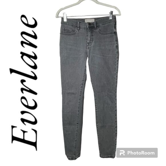Everlane Mid-rise Stretch Faded Black Gray Woman's Skinny Jeans Size 27 - Picture 1 of 10